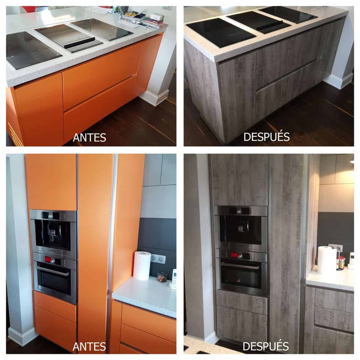 Forrar los armarios de cocina con vinilo: cambio radical antes y después